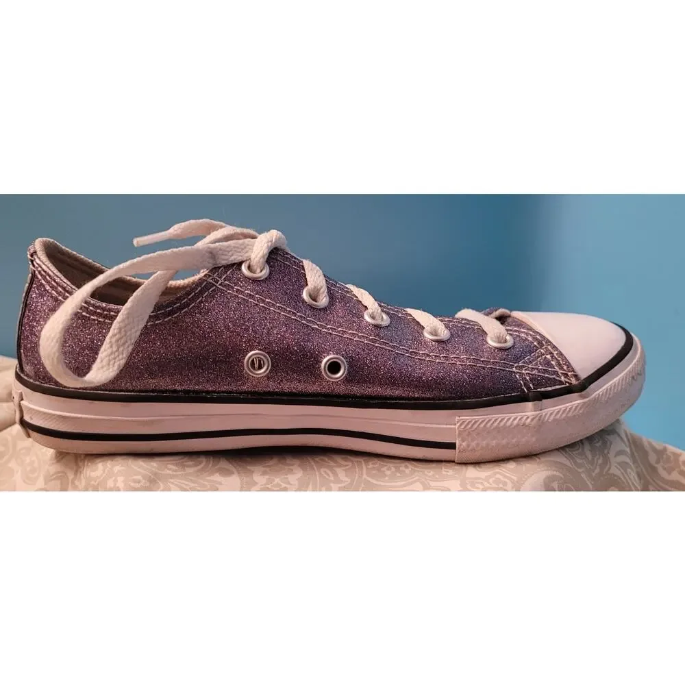 Junior Size 3 All Star Converse Low Top Purple Sparkle Junior Size 3 EUC